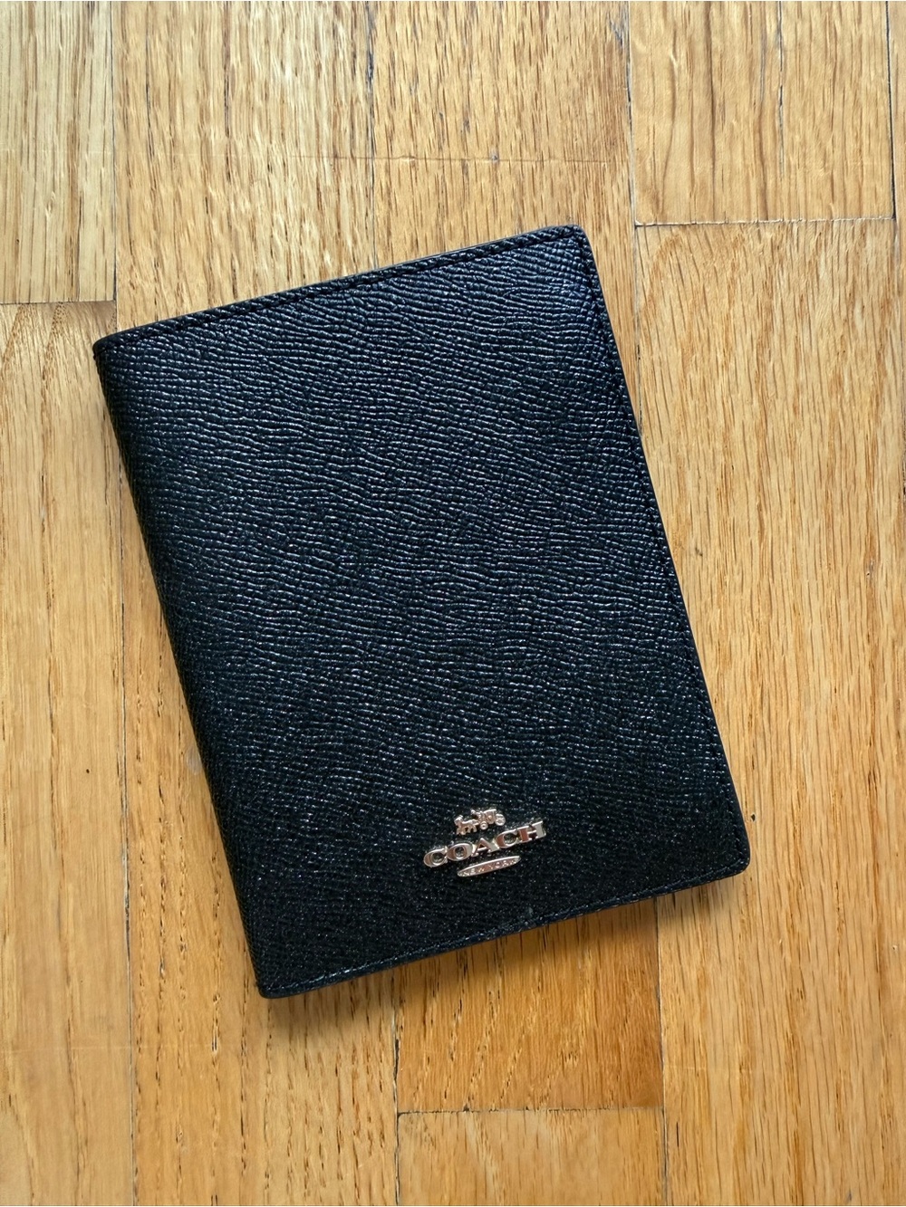 COACH Shiny Black Leather Passport Holder